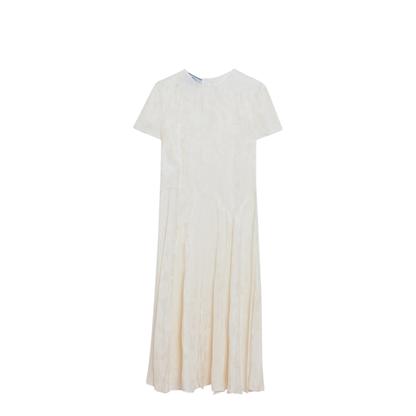 Ivory Dress in Damask Silk Blend