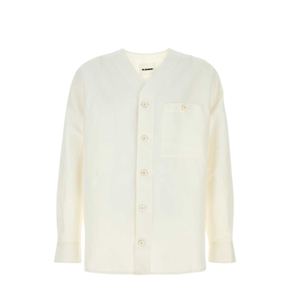 White Linen Blend Shirt
