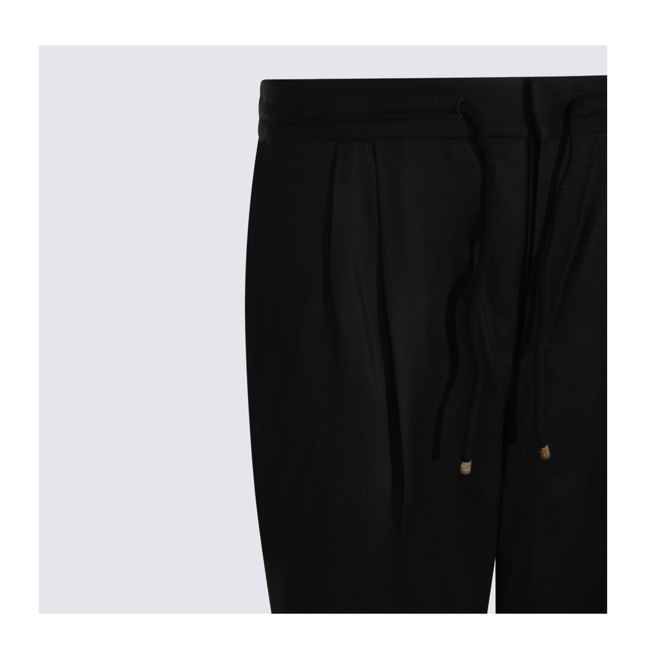 Leisure fit trousers in virgin wool flannel with drawstring and double darts