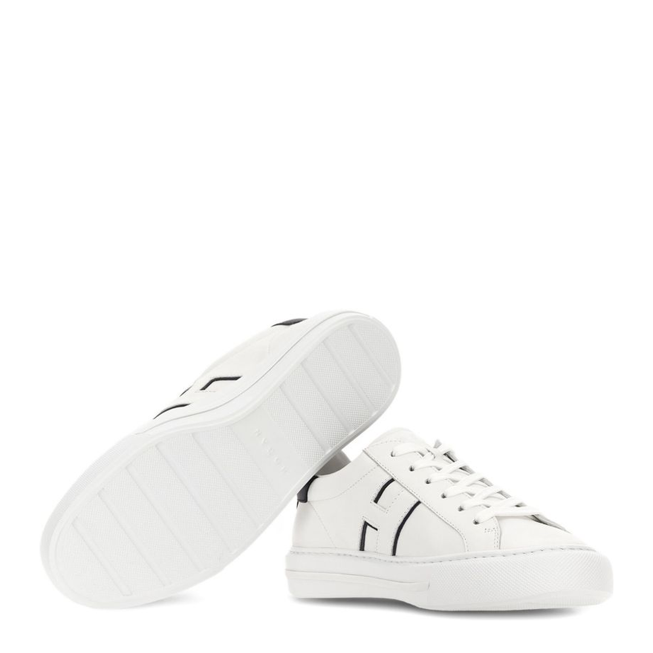 White Logo Design Flat Rubber Sole Lace-Up Closure