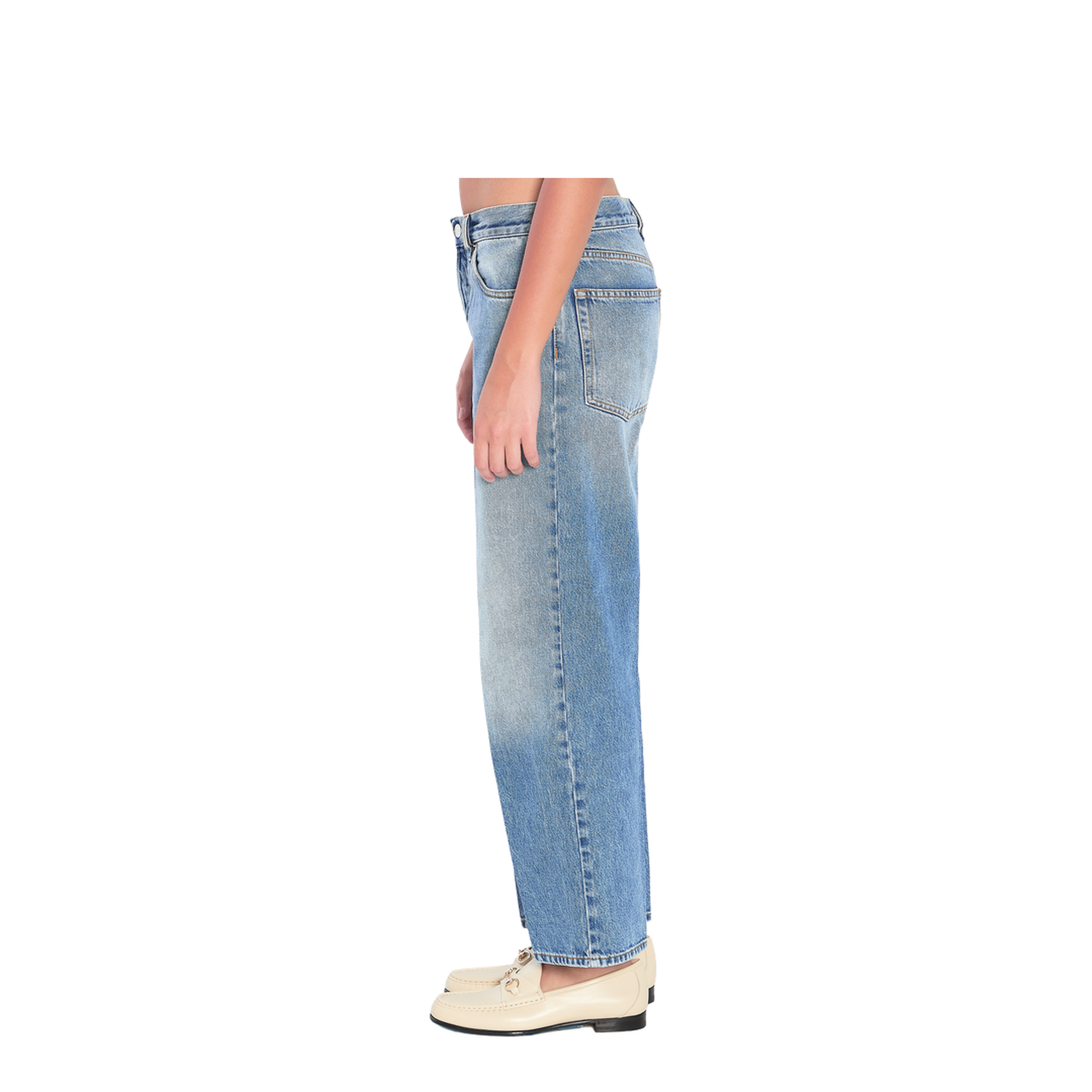 Straight Fit Denim Pants in Light Blue