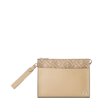 FF Squared Clutch Fabric Beige