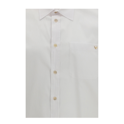 MAYFEYR - Valentino - Light Cotton Oxford Shirt With Vgold - 8V0ABB84BH1