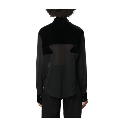 Panelled Buttoned Silk Shirt