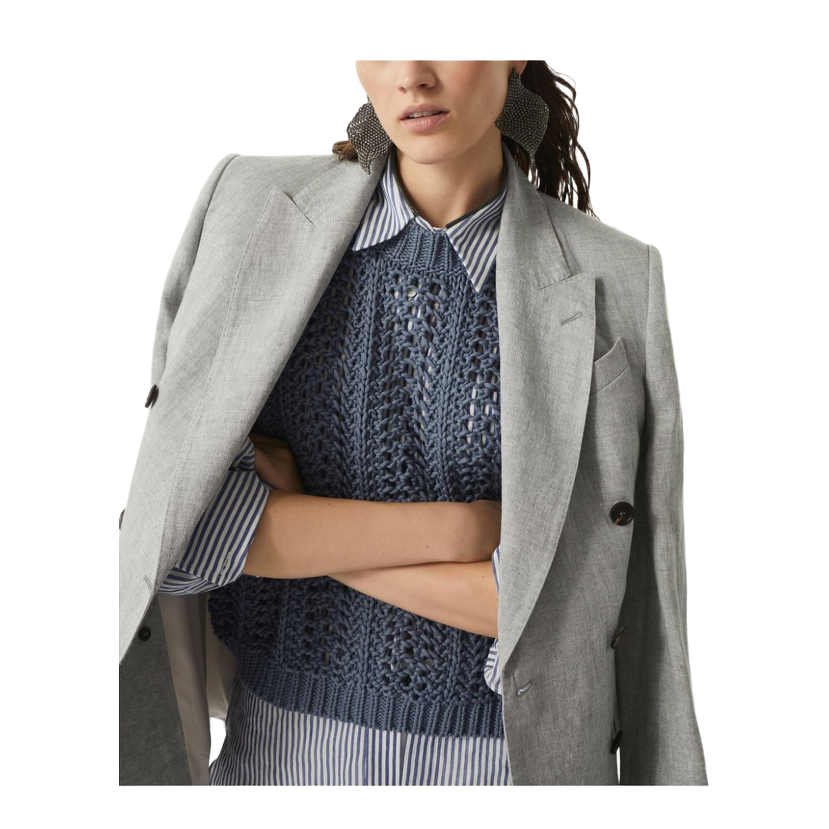 Light Grey Double-Breasted Jacket