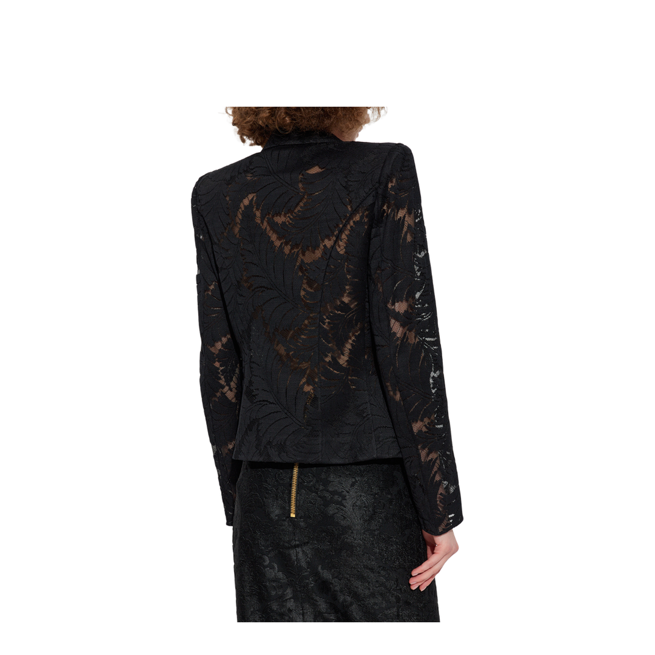 1-Button Fitted Lace Jacket Black