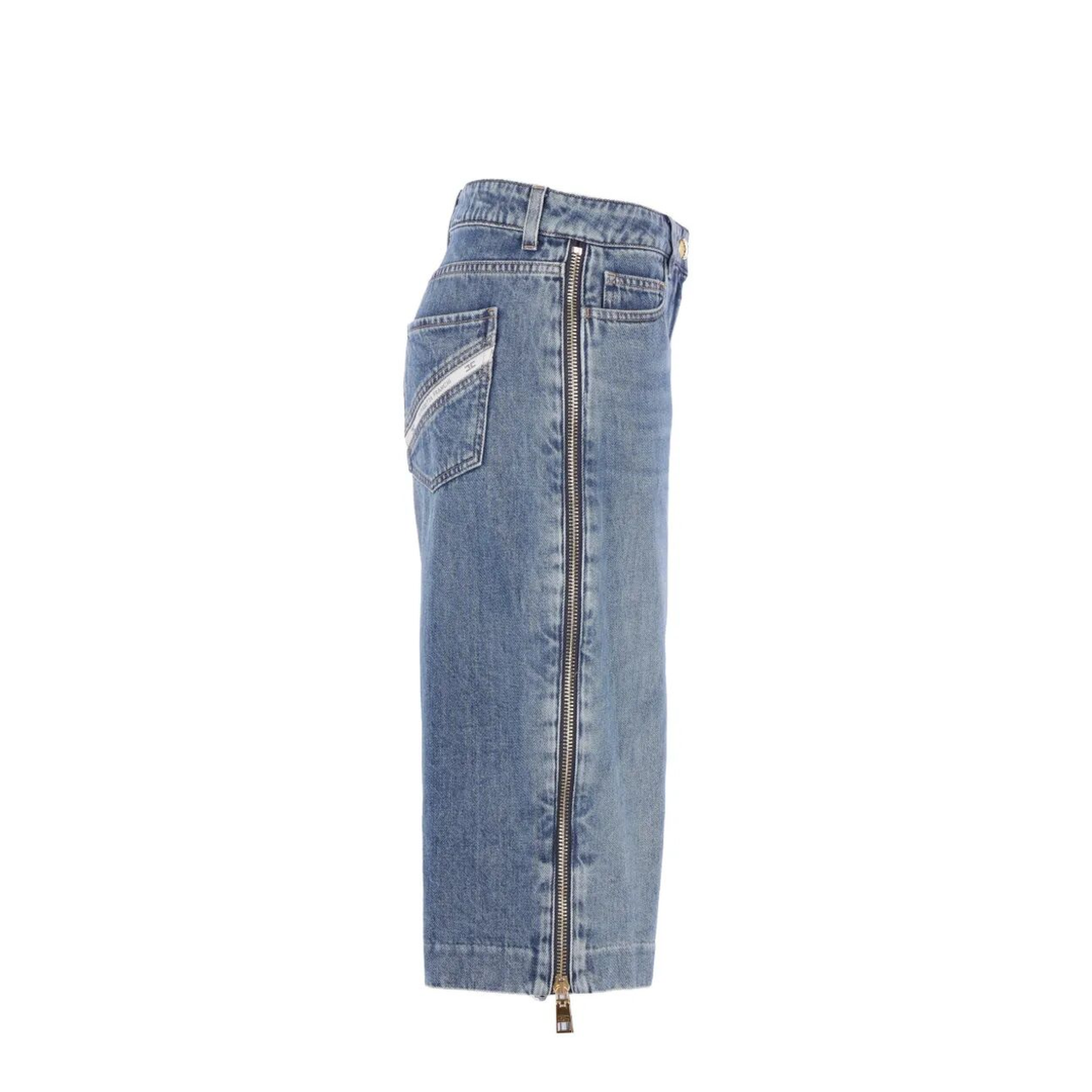 MAYFEYR - Elisabetta Franchi - Bermuda Jeans With Lateral Zip - PJ18I61E2104