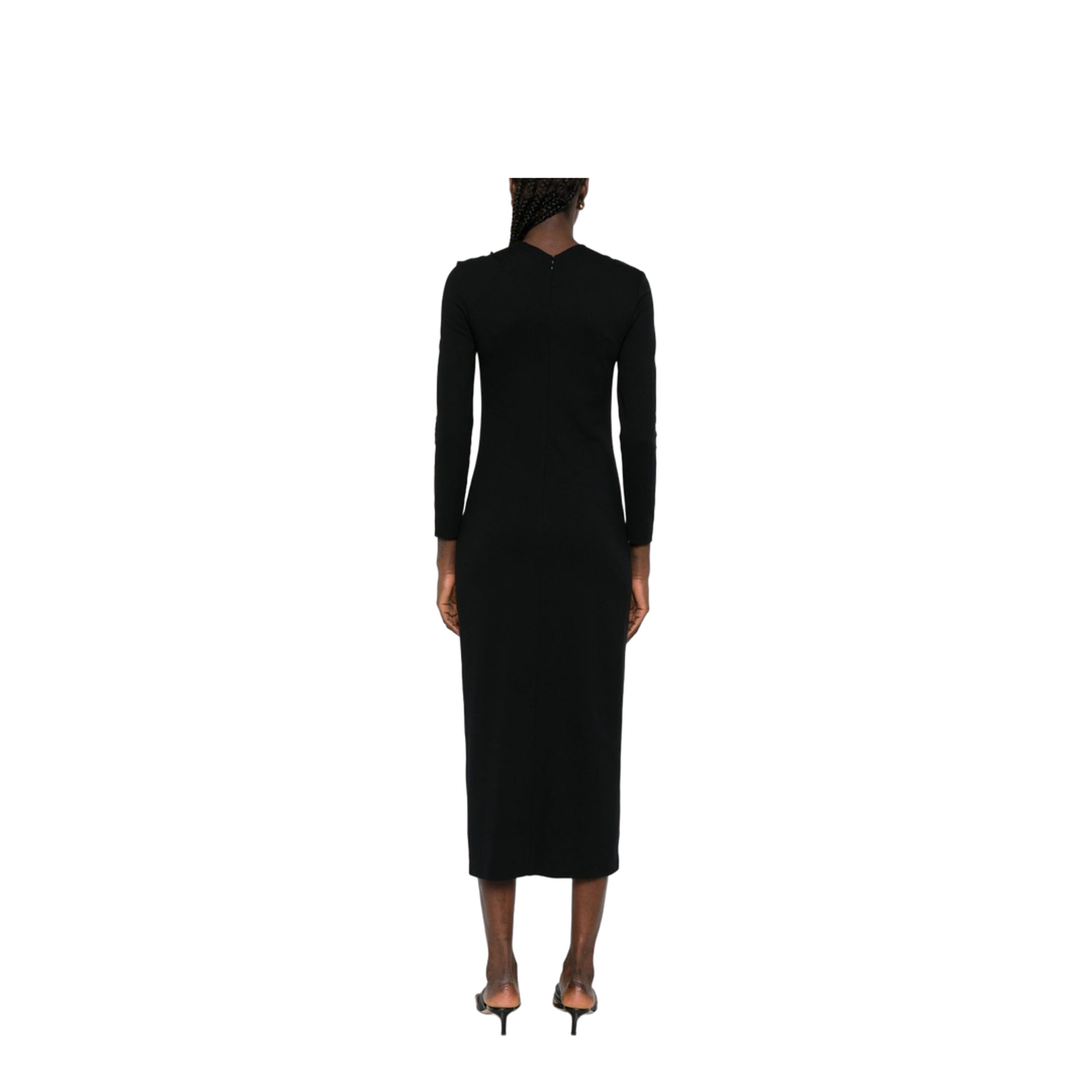 Long Dress with Gathering Detail in Stretch Milano Stitch