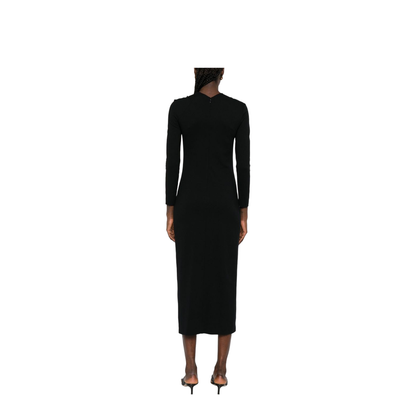 Long Dress with Gathering Detail in Stretch Milano Stitch