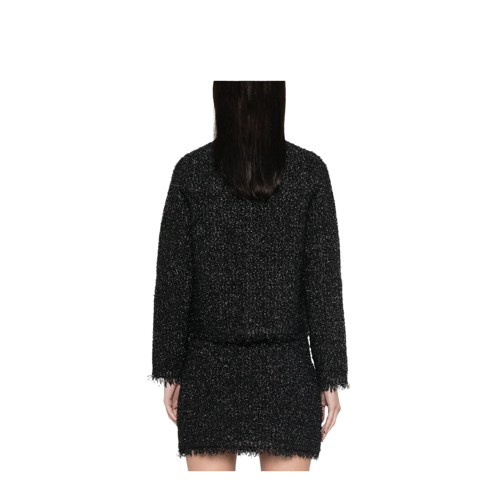 Lamé Woven Cardigan in Black
