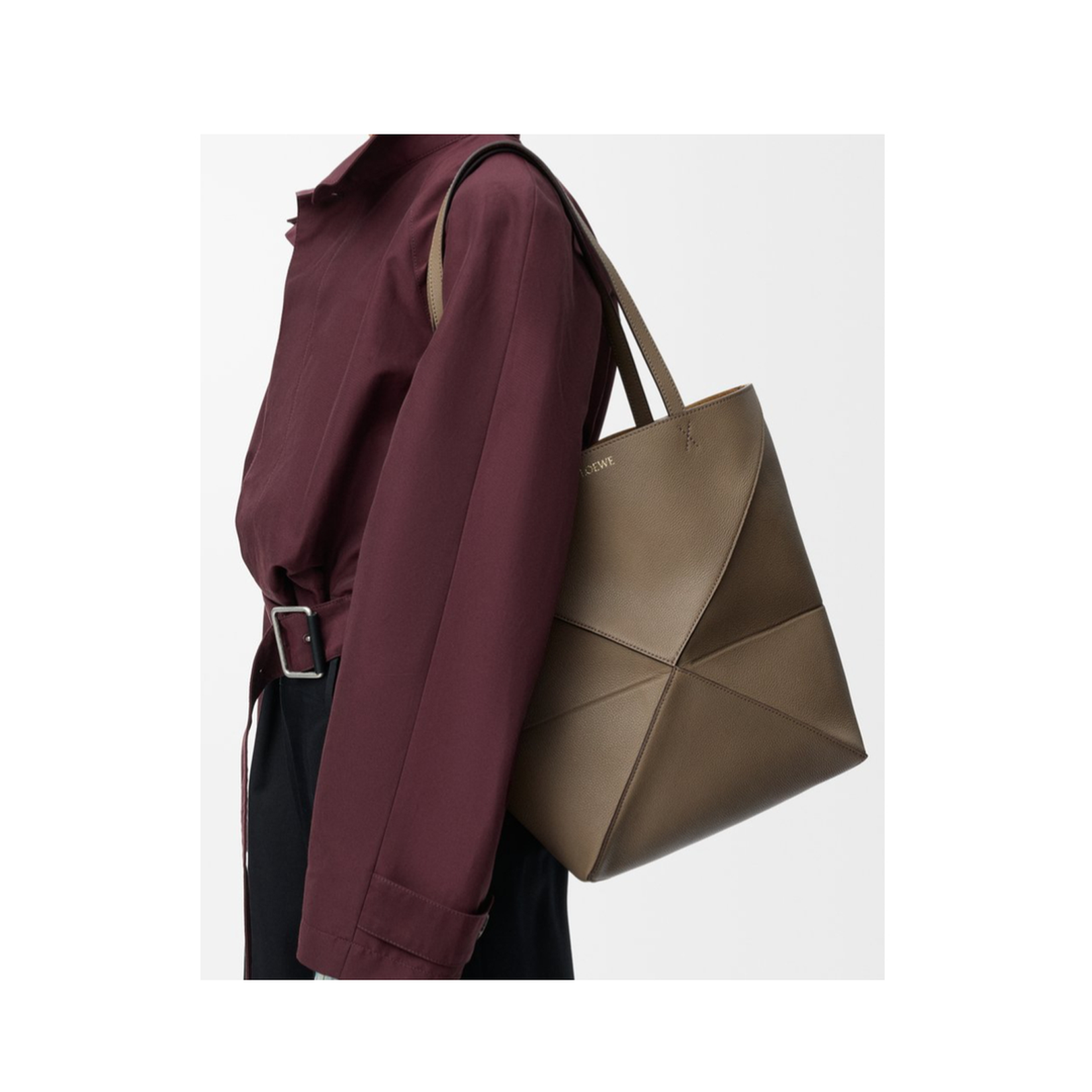 Medium Puzzle Fold Tote in Soft Grained Calfskin Brown