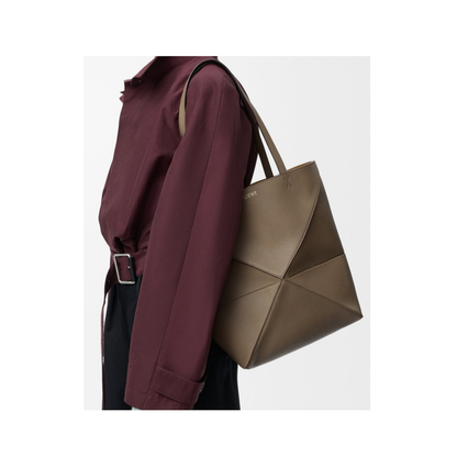 Medium Puzzle Fold Tote in Soft Grained Calfskin Brown