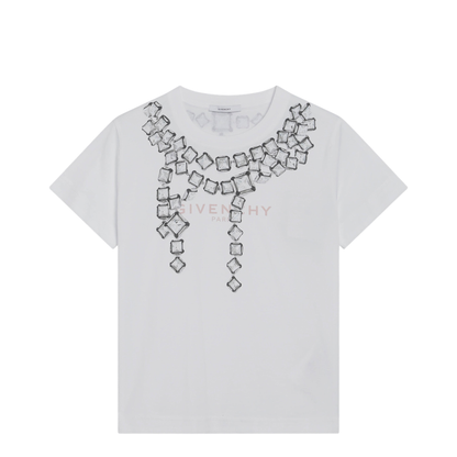 Deconstructed Crystals Cotton T-Shirt in White