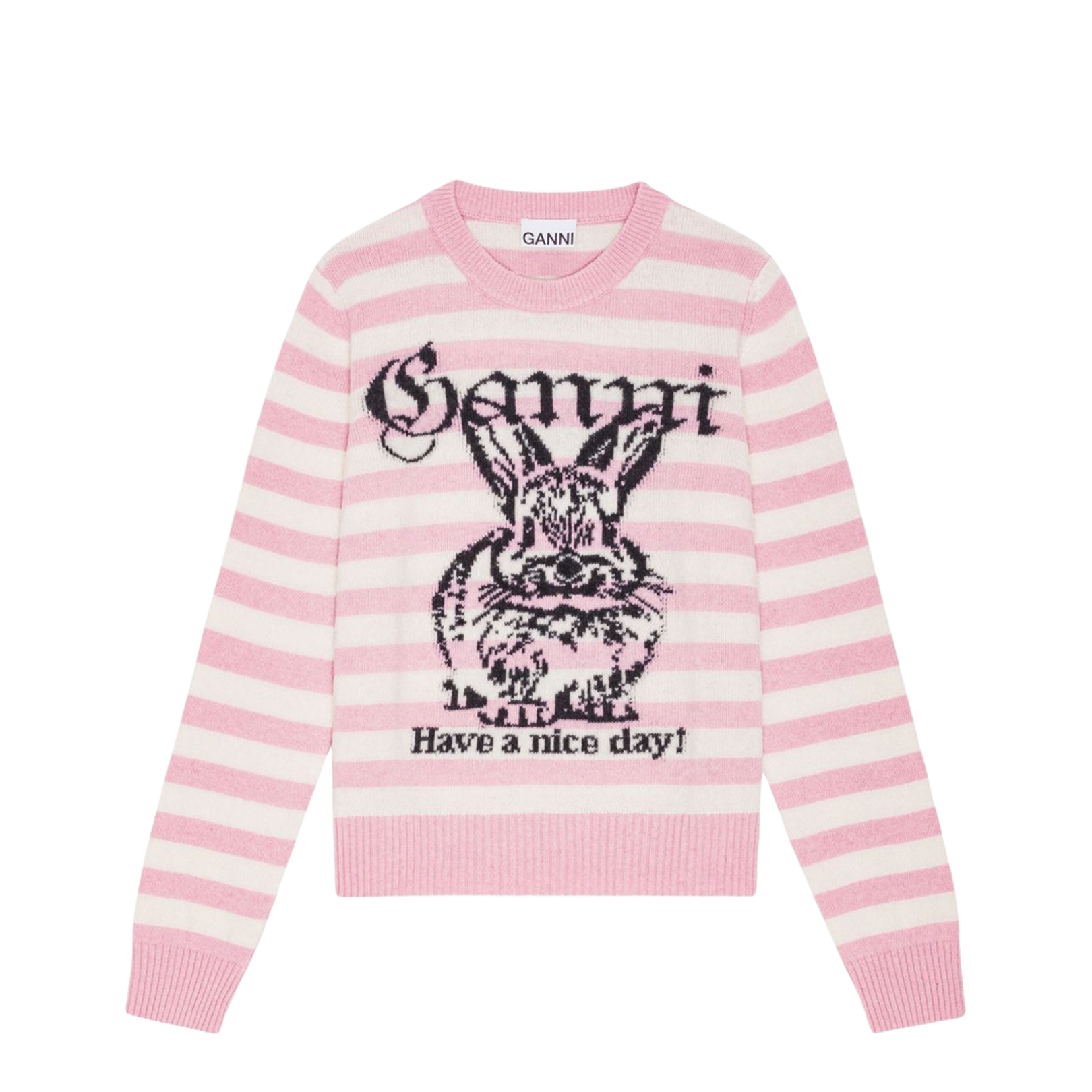 Striped Graphic Wool Mix Bunny Knit