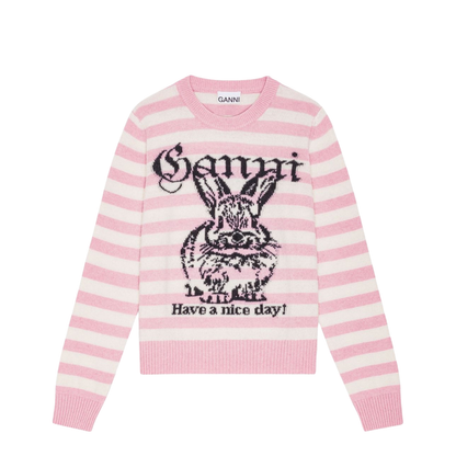 Striped Graphic Wool Mix Bunny Knit