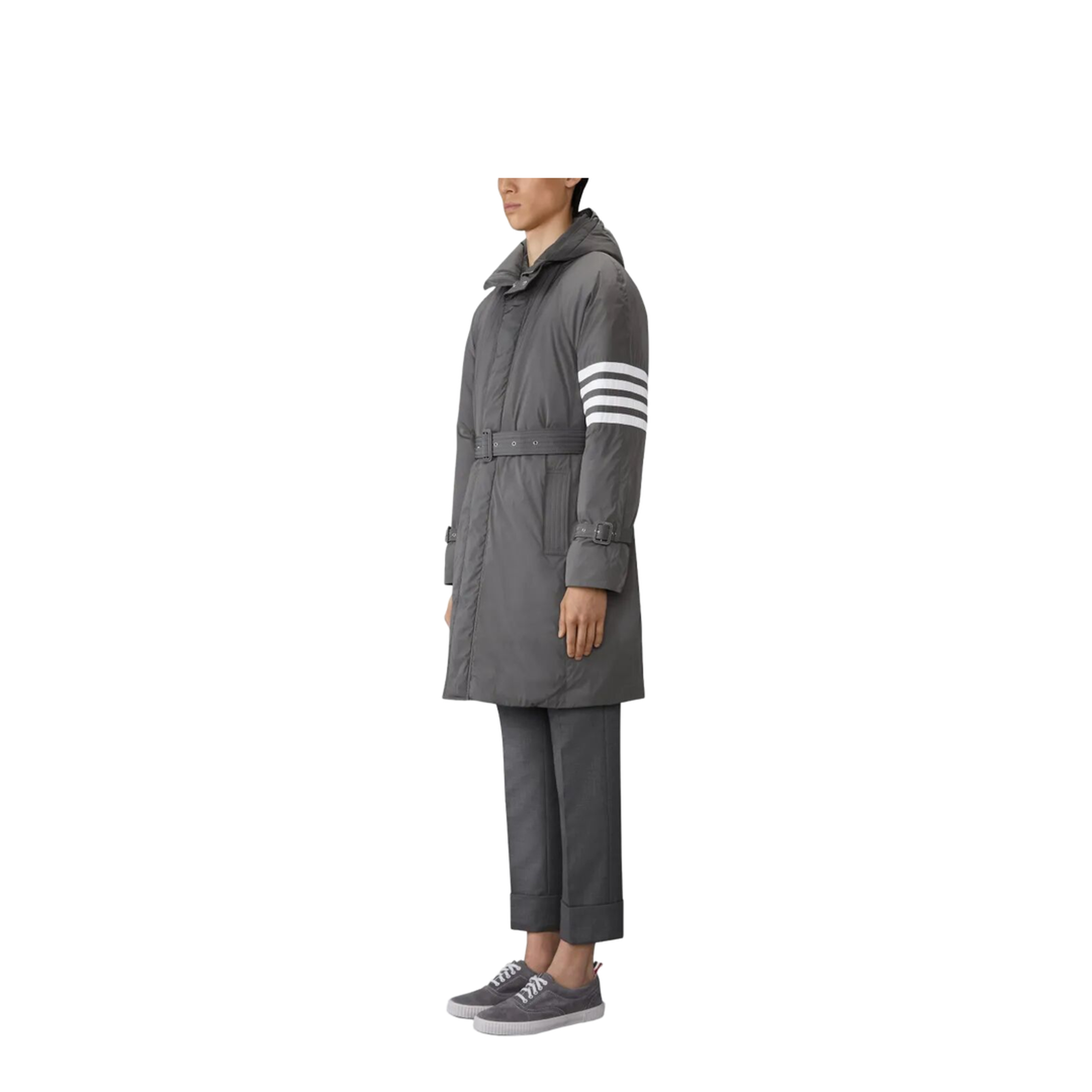 MAYFEYR - Thom Browne - Poly Twill 4-Bar Hooded Down Parka With Belt - MOD091X07259