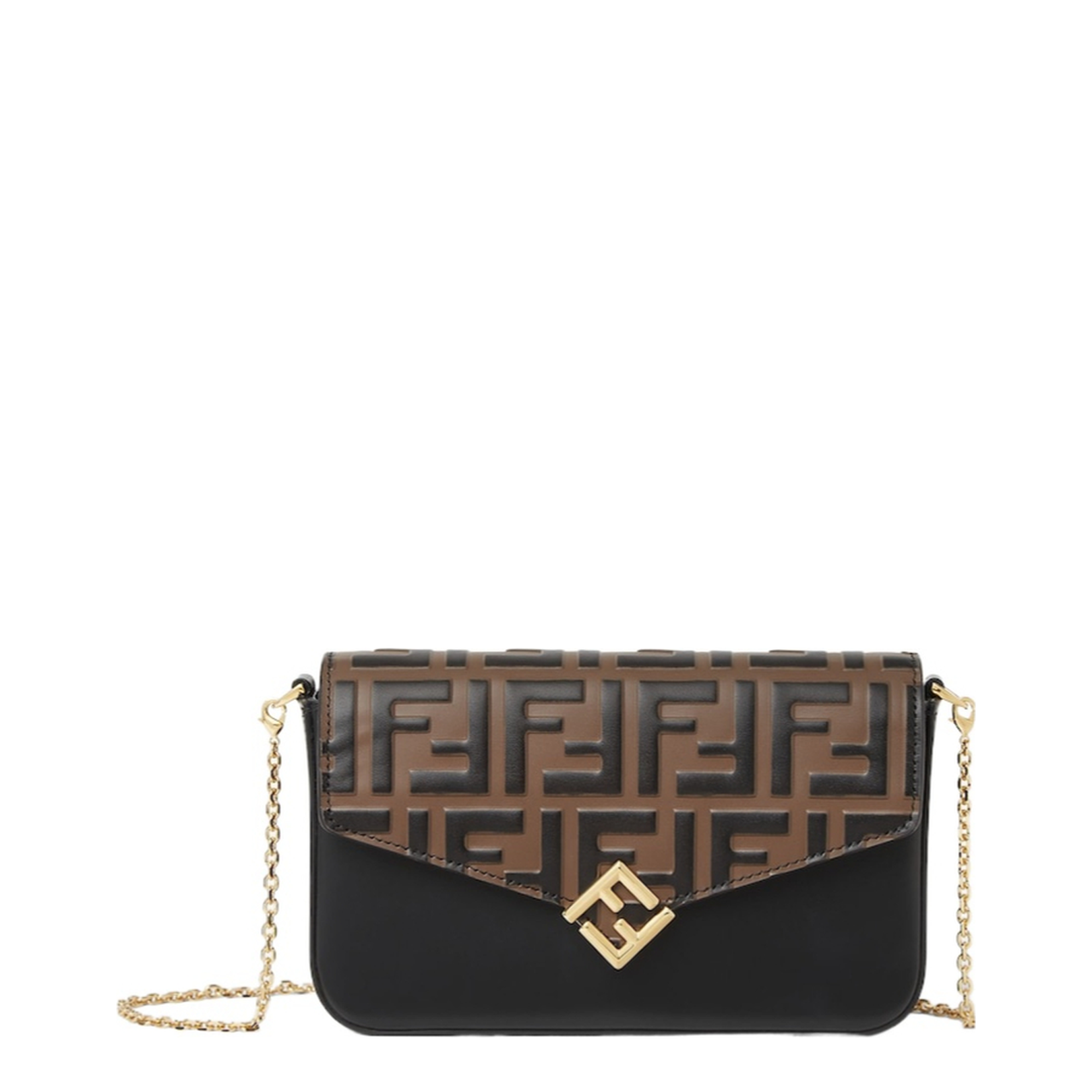 FF Diamonds Wallet On Chain Leather Brown