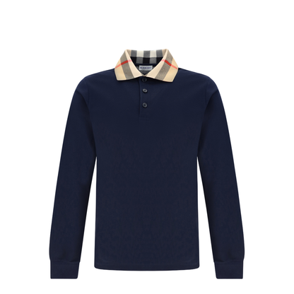Check Collar Cotton Polo Shirt