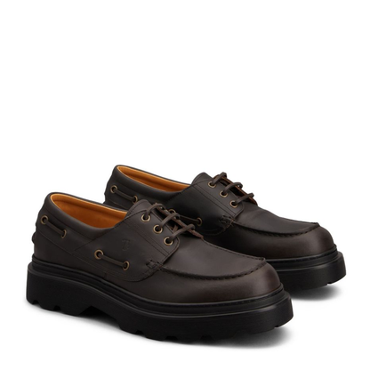 Coffee Brown Front Button Fastening Moc Stitching
