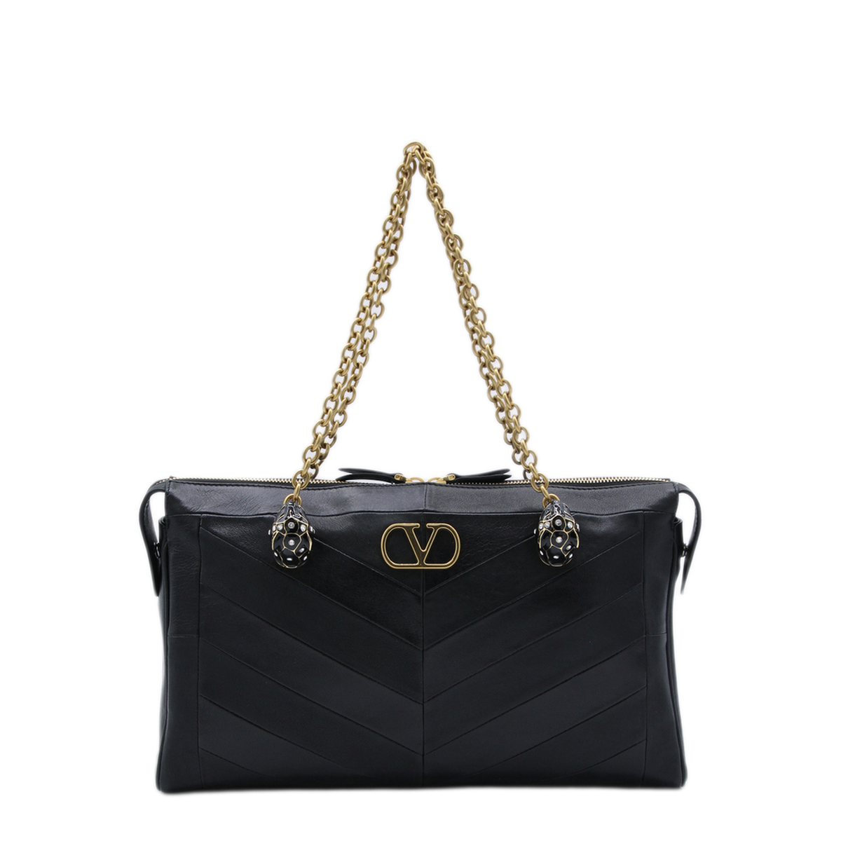 Panthea Nappa Leather Shoulder Bag - Black
