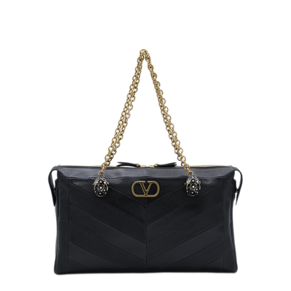 Panthea Nappa Leather Shoulder Bag - Black