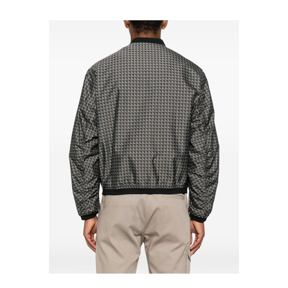 Blouson in Nylon Jacquard with Repeated Eagle Motif