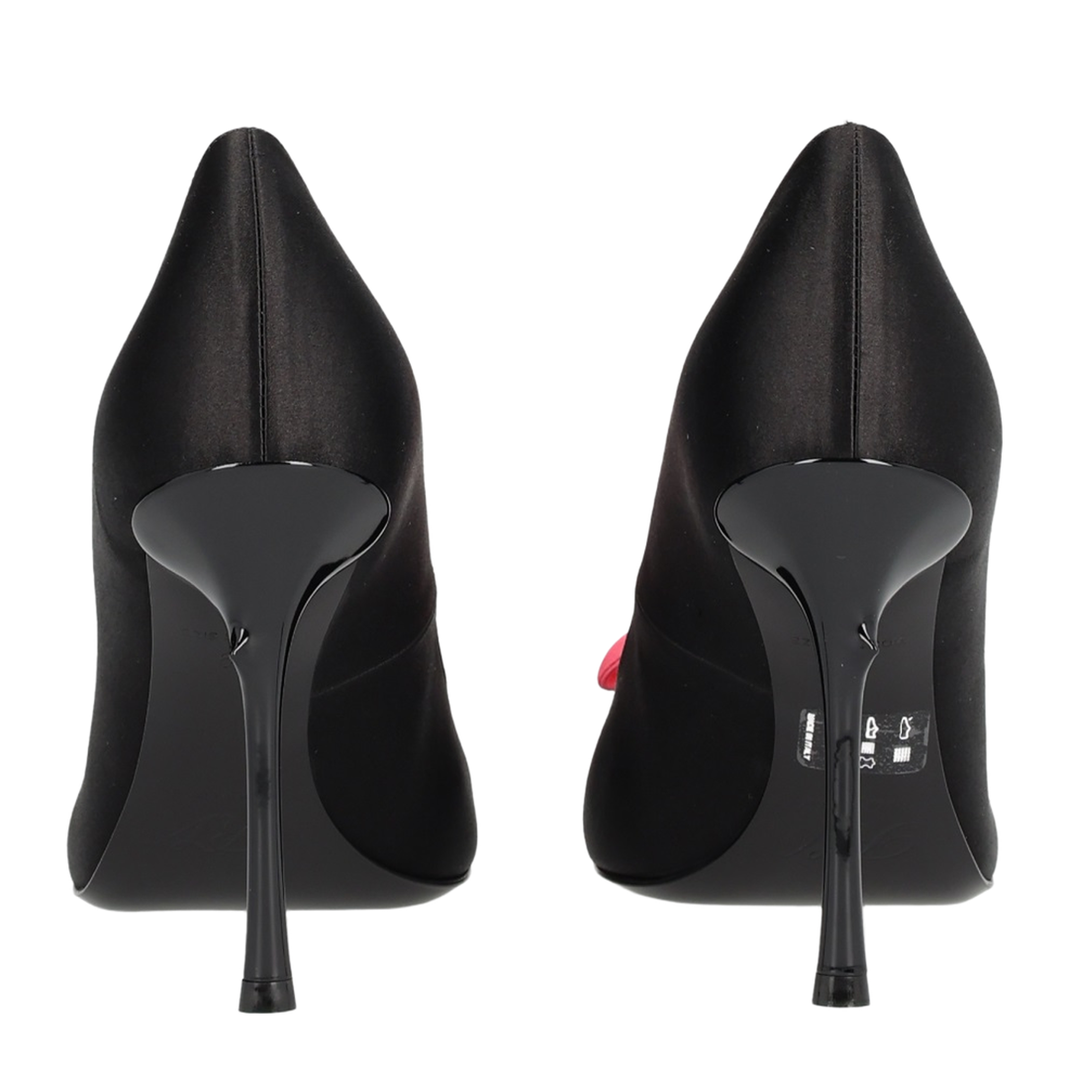 Black Satin Pumps with Rose