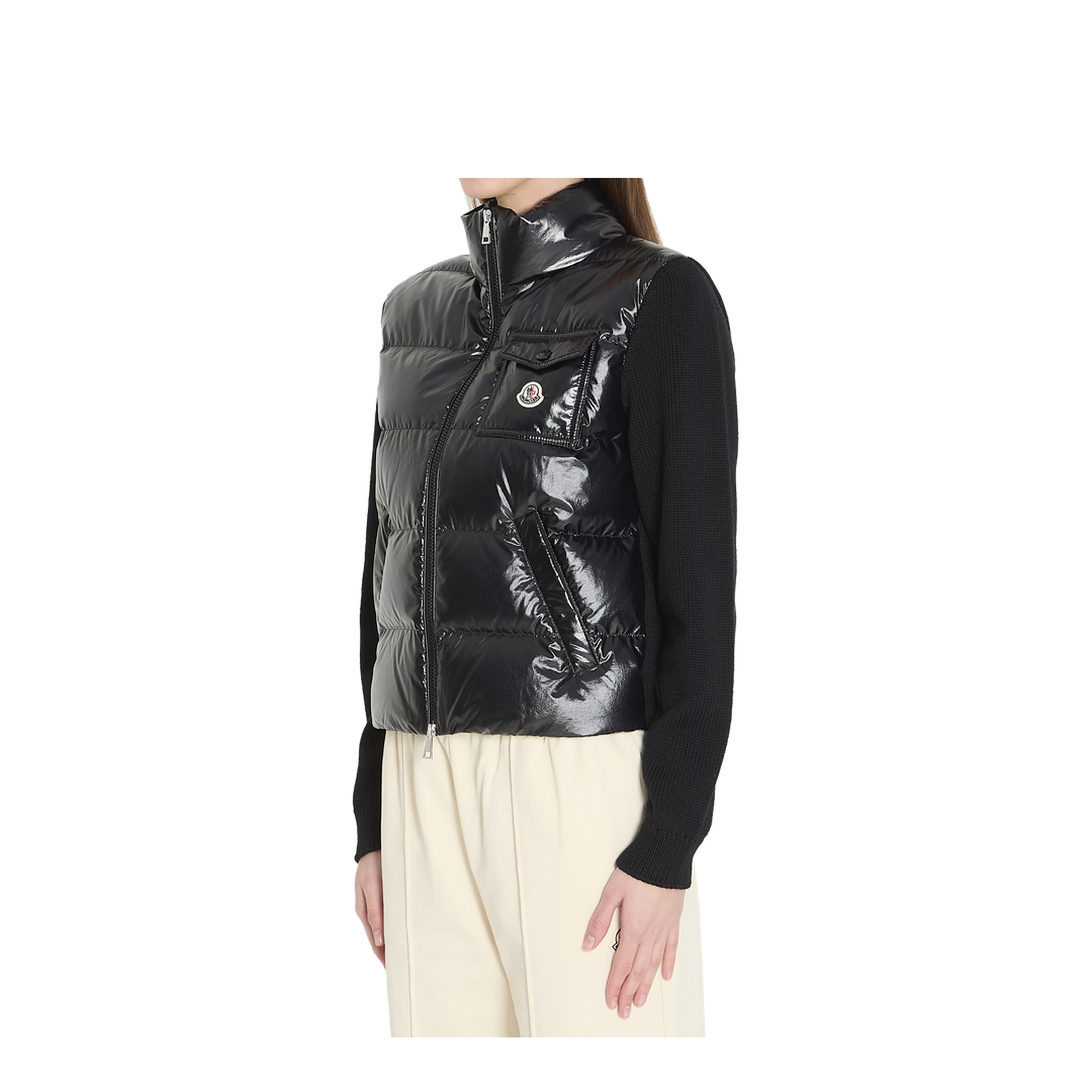 Padded Zip-Up Wool Cardigan