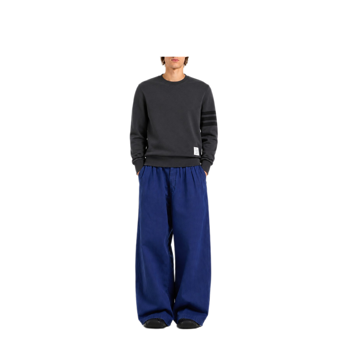 4 Bar Cotton Crewneck Sweatshirt
