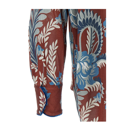 Oversized Shirt in Crepe Jersey with Floreal Foliage Print