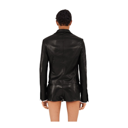 Slim-Cut Single-Breasted Leather Blazer