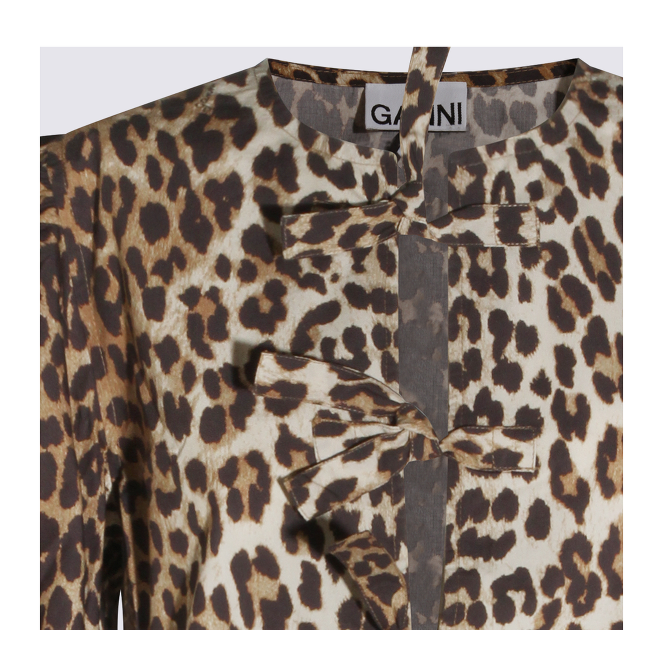 Printed Tie String Poplin Mini Dress