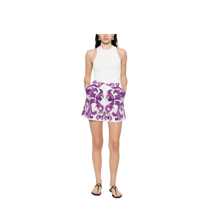 Cotton Shorts with Maiolica Print