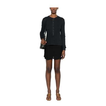 Black Skirt with Scallop Hem