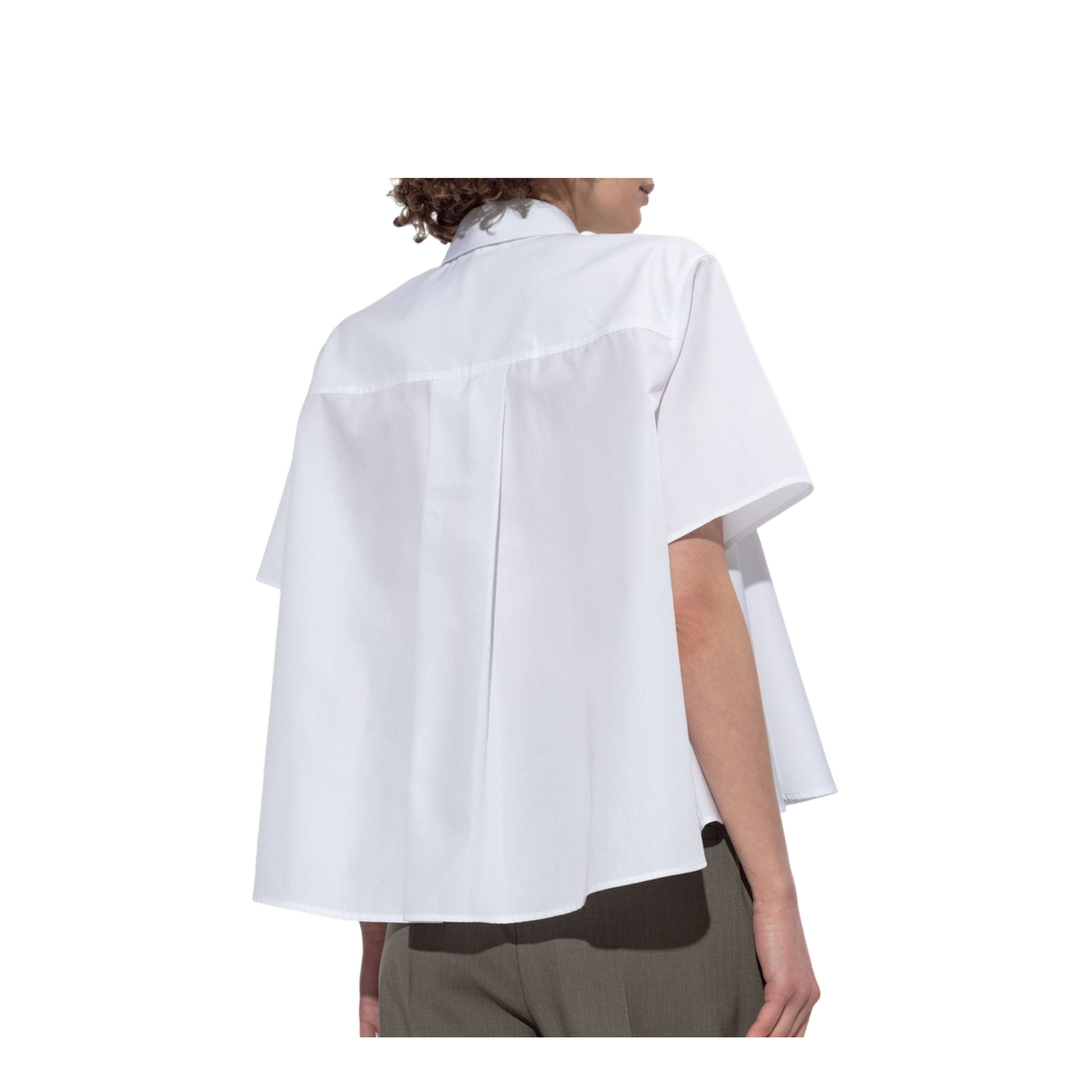 White Short Sleeves Button Fastening Collared Shirt