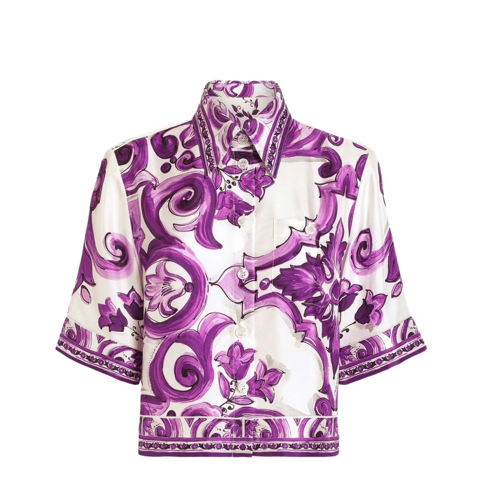 Majolica-print Silk Shirt in Multicolor