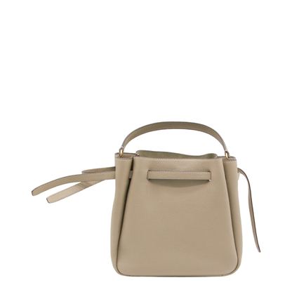Romy Medium Pebbled Leather Bucket Bag - Soft Cement