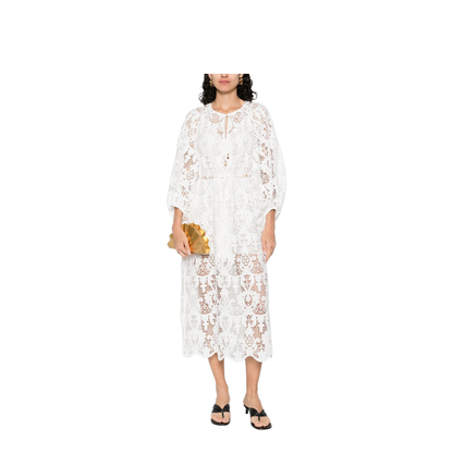 Coco Lace Midi Dress in White