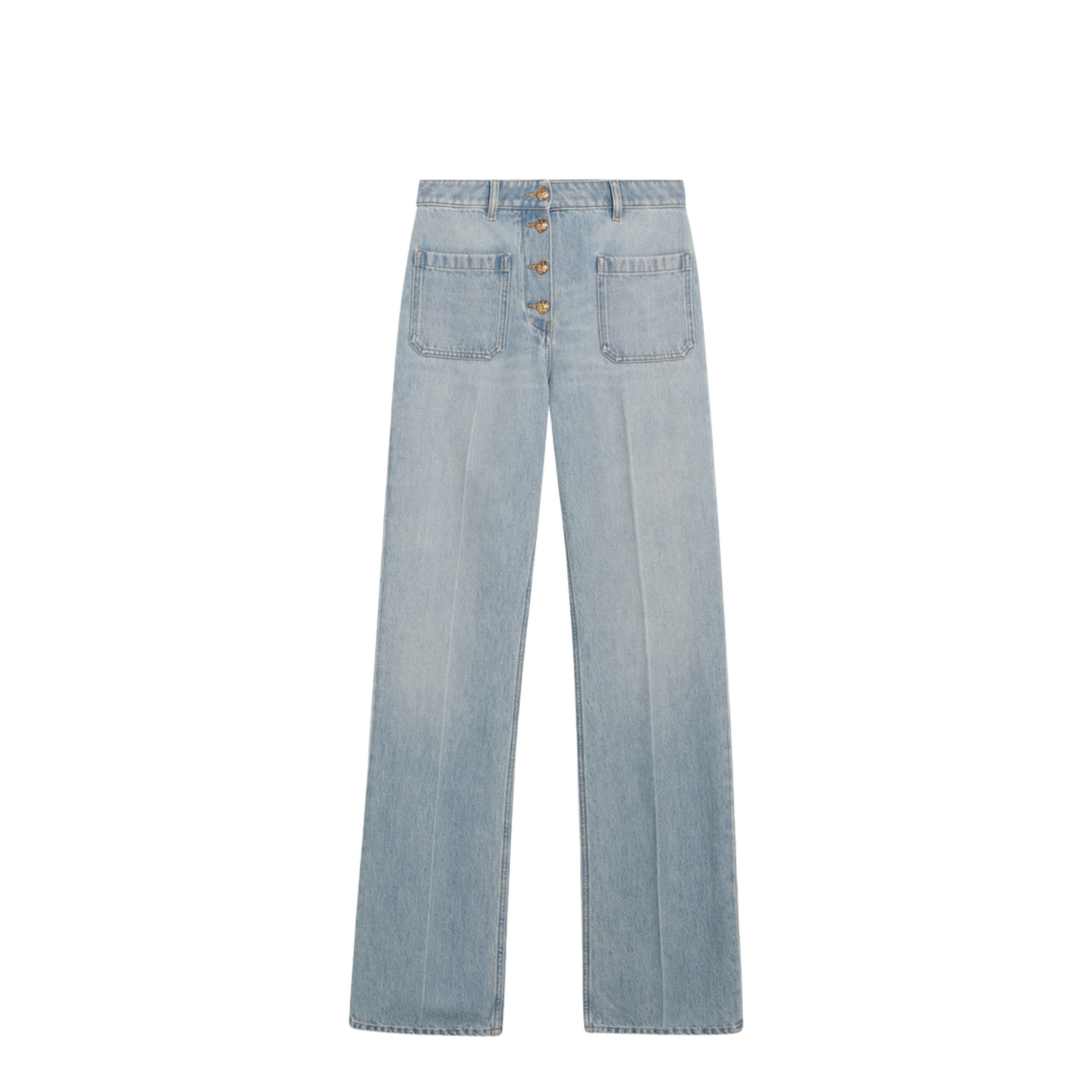 Straight-leg cotton denim jeans in light blue