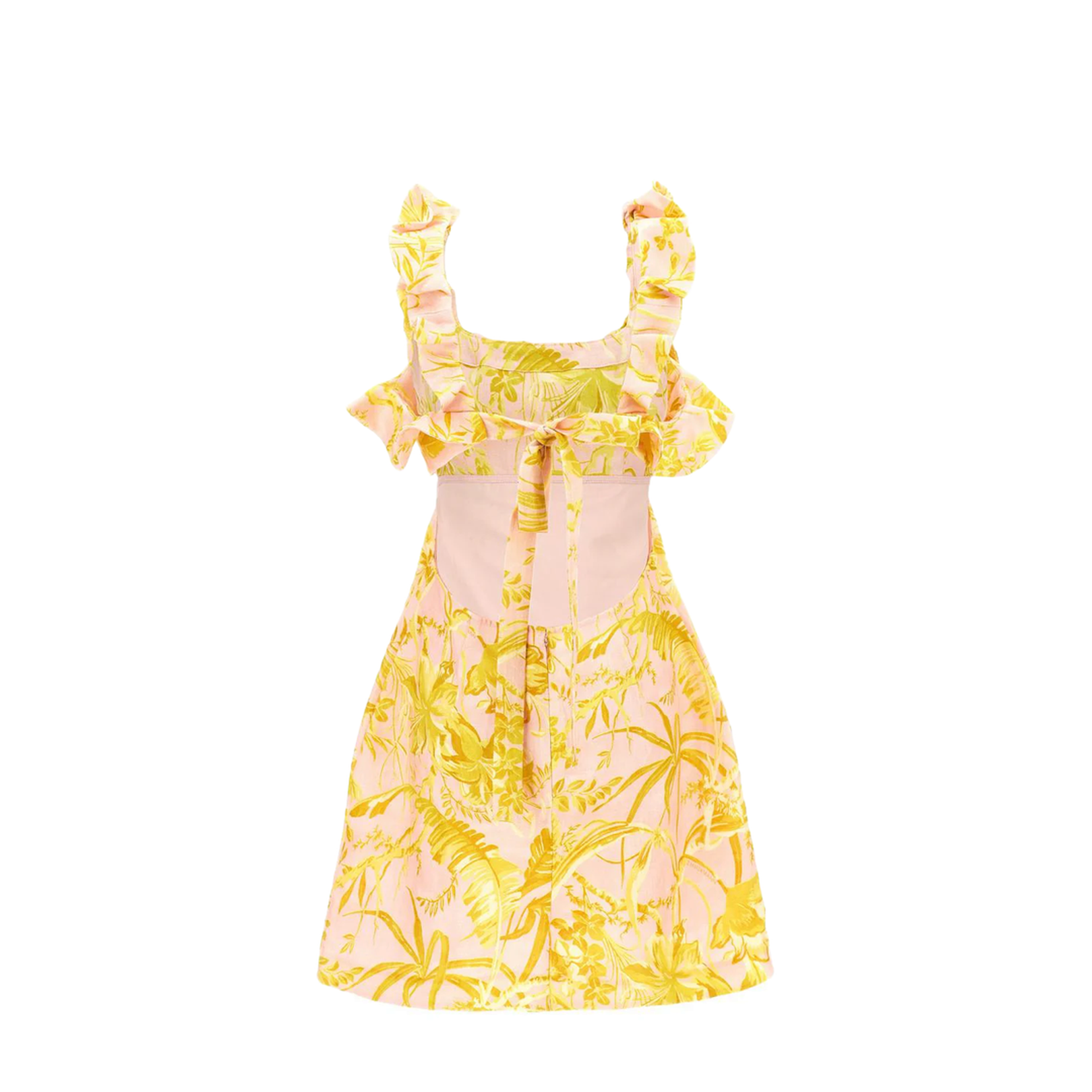 Floral Ruffle Linen Mini Dress