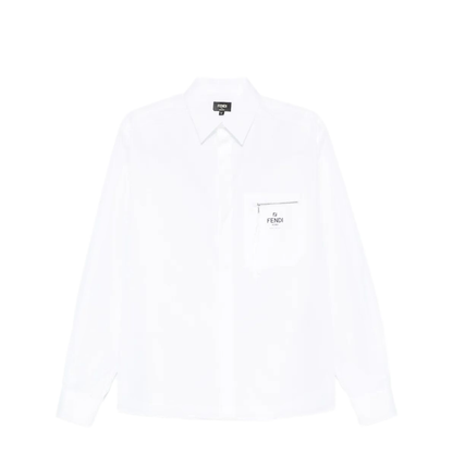 MAYFEYR - Fendi - Boxy Fit Cotton Shirt With Zip Pocket - FS1098AN08F0QA0