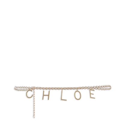 Gold-Tone Interlocking Chain Design Lettered Detailing Adjustable Length Clasp Fastening