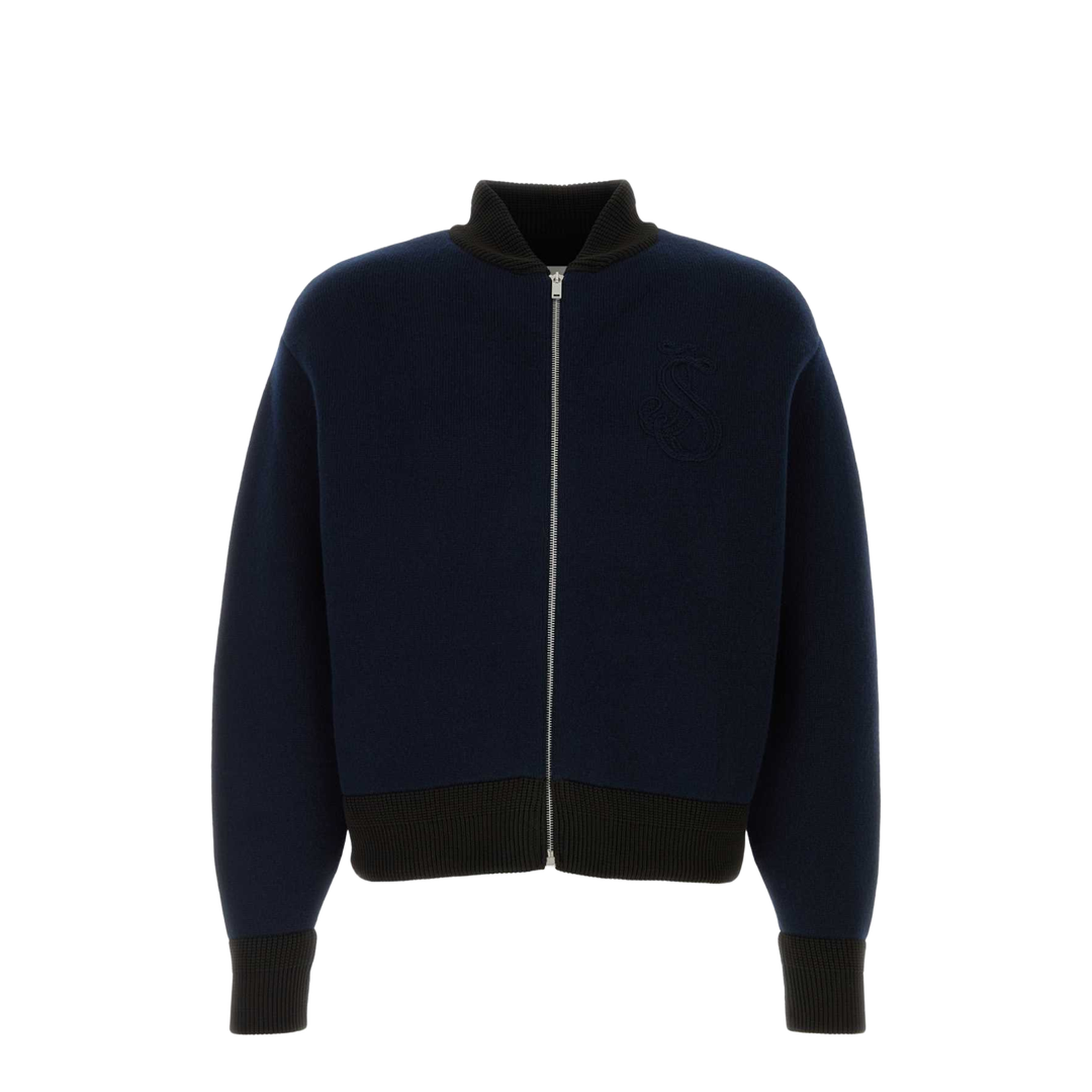 Dark Blue Wool Blend Cardigan