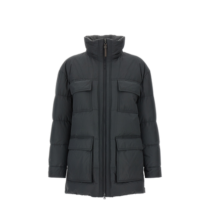 Knitted Neck Down Jacket Puffer Jackets Gray