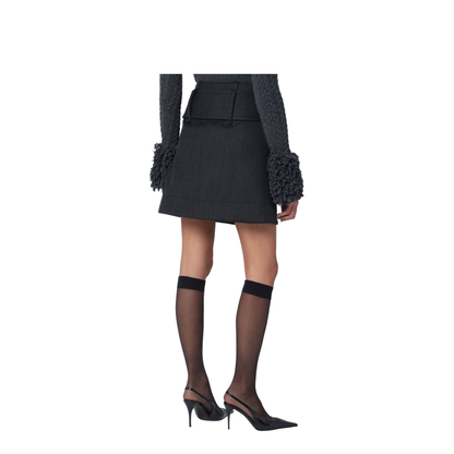 Gray Mini Skirt with Belt