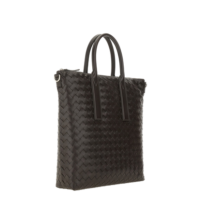 Intrecciato Leather Tote Bags - Fondant/Brown