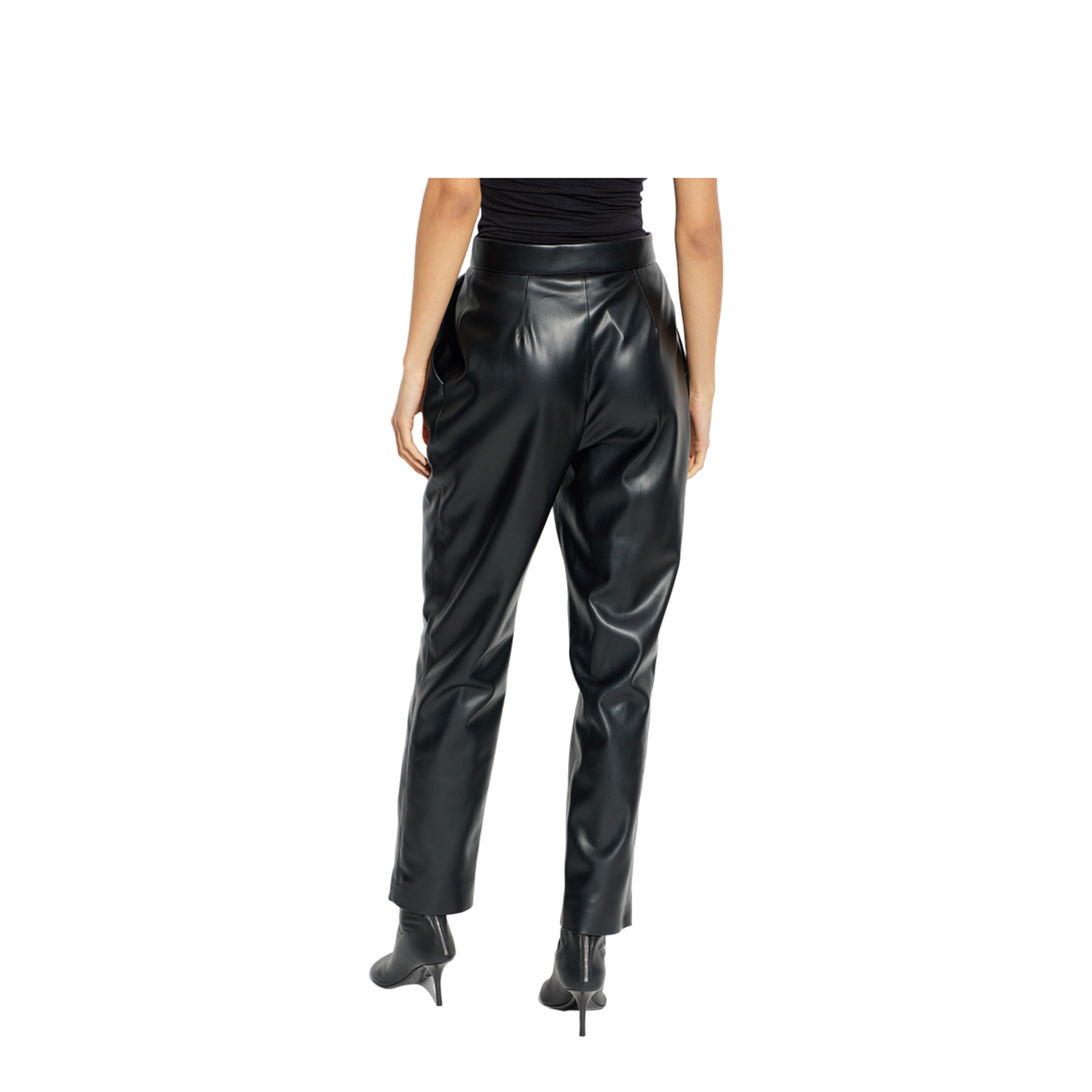 High-waisted Faux Leather Trousers Black
