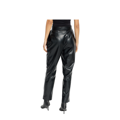High-waisted Faux Leather Trousers Black
