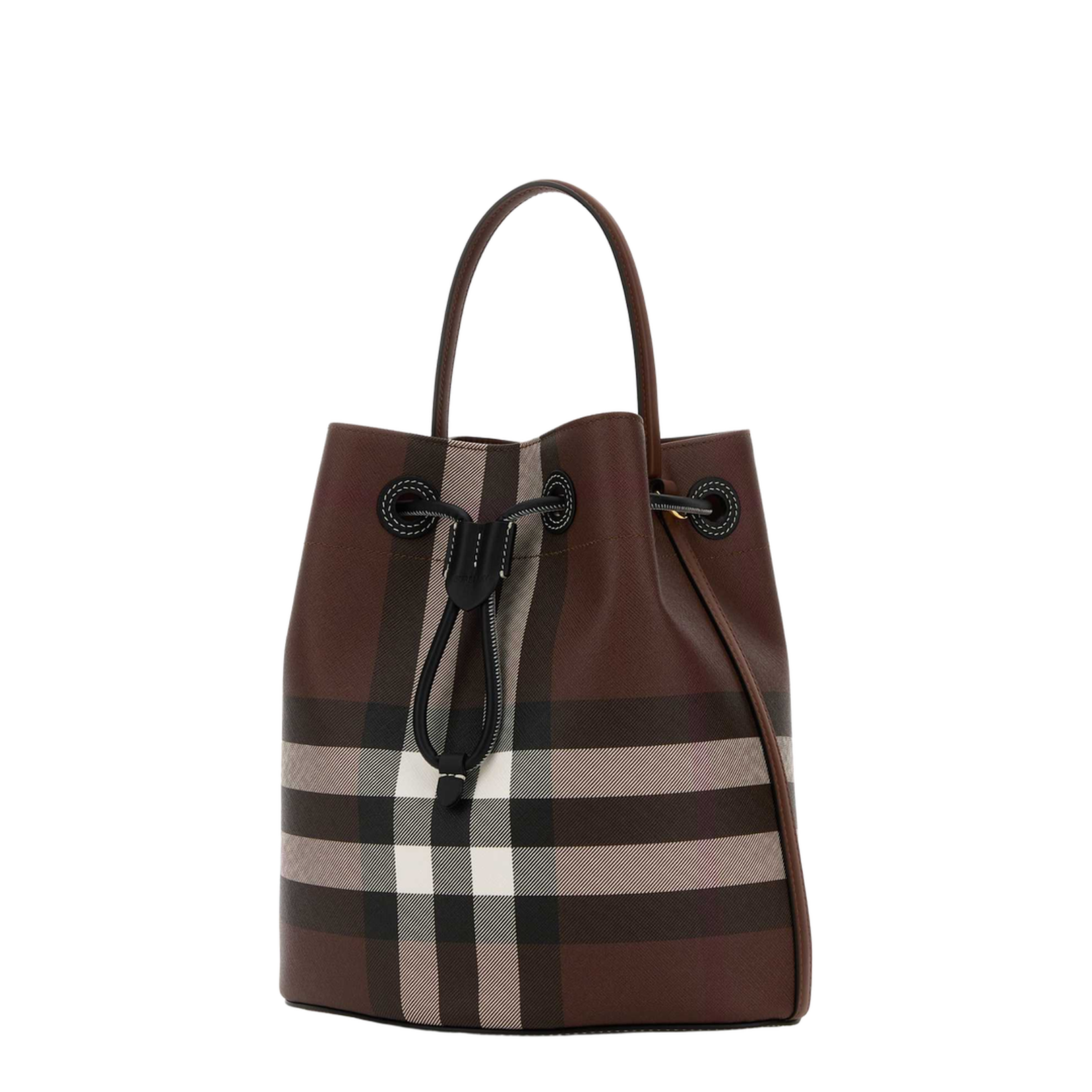 Printed Canvas Check Bucket Bag