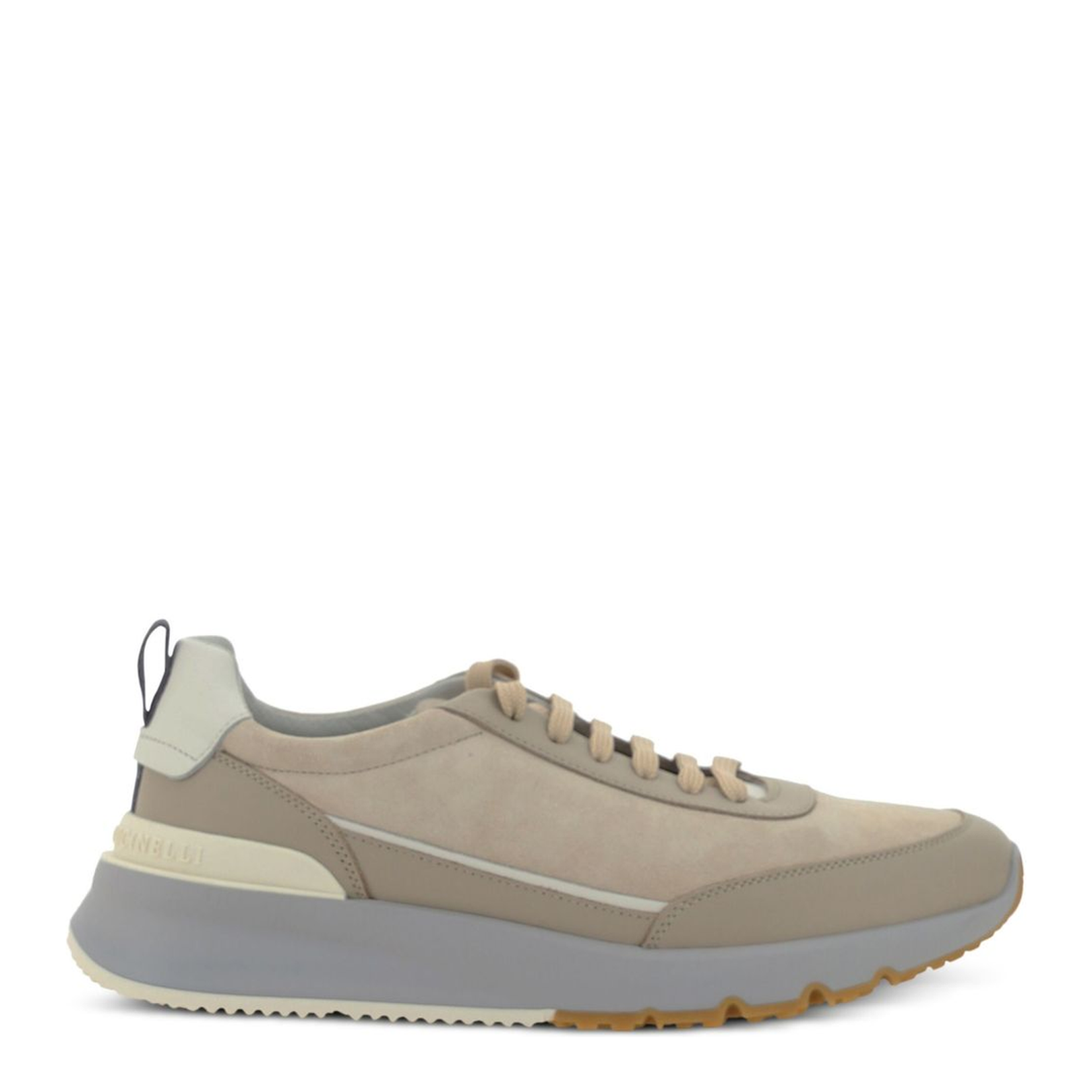 Beige Suede and Leather Sneakers